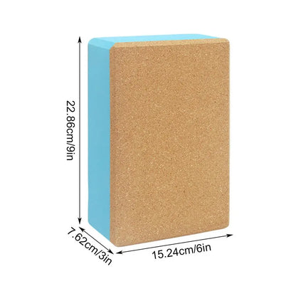 Non-Slip Cork Yoga Blocks for Exercise & Meditation (Blue)