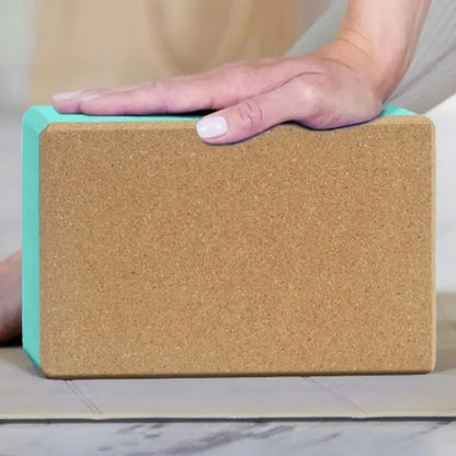 Non-Slip Cork Yoga Blocks for Exercise & Meditation (Blue)