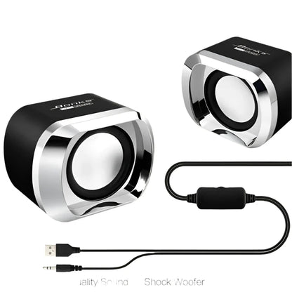 Portable Bass Computer Speakers with Subwoofer (Black)