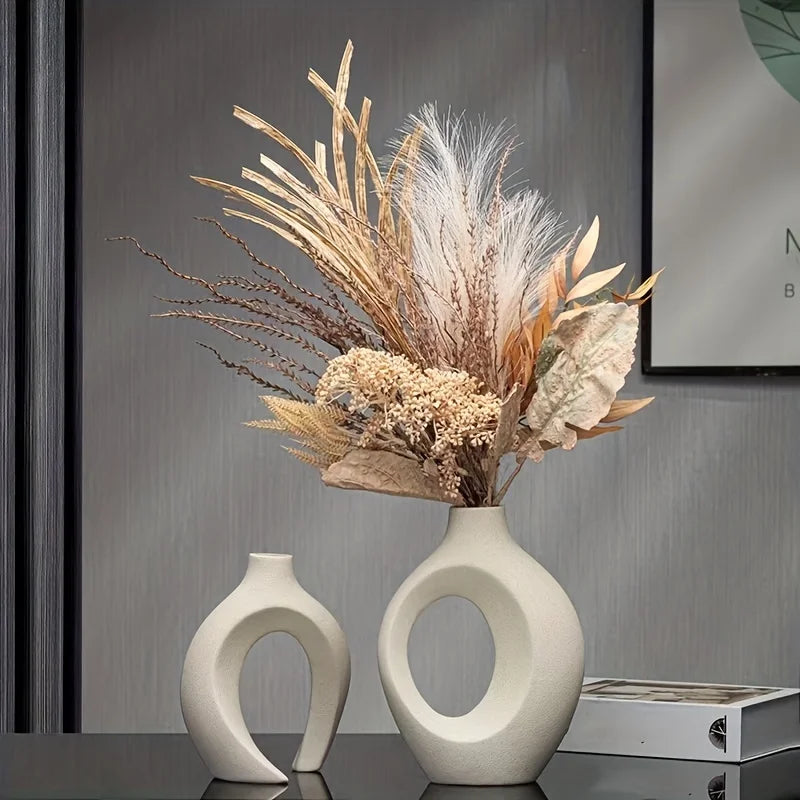 Hollow Ceramic Vase Set for Modern Decor