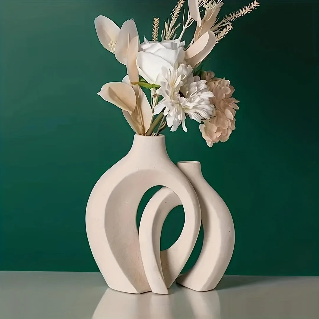 Hollow Ceramic Vase Set for Modern Decor