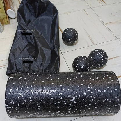Hollow Yoga Roller Massage Peanut Ball Set (Black)