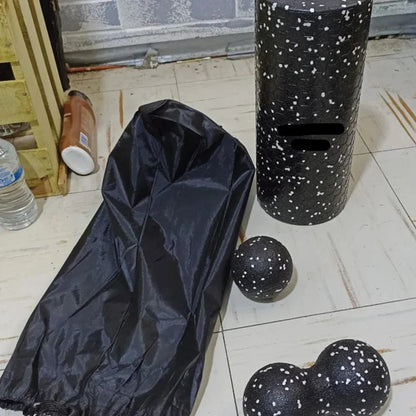 Hollow Yoga Roller Massage Peanut Ball Set (Black)
