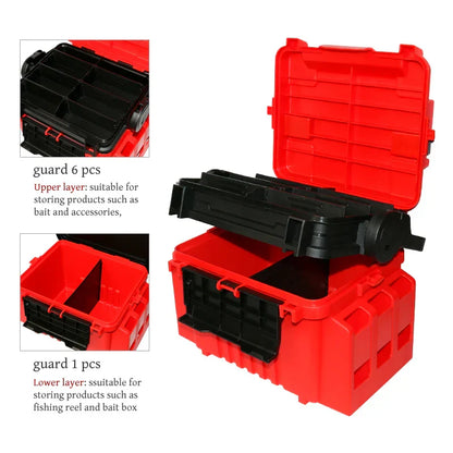 Multifunction Fishing Tackle Box with Rod Holder