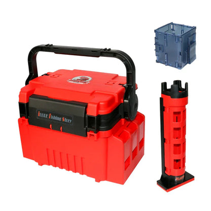 Multifunction Fishing Tackle Box with Rod Holder