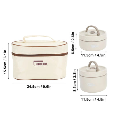 4Pcs 304 Stainless Steel Insulated Lunch Container Set Beige