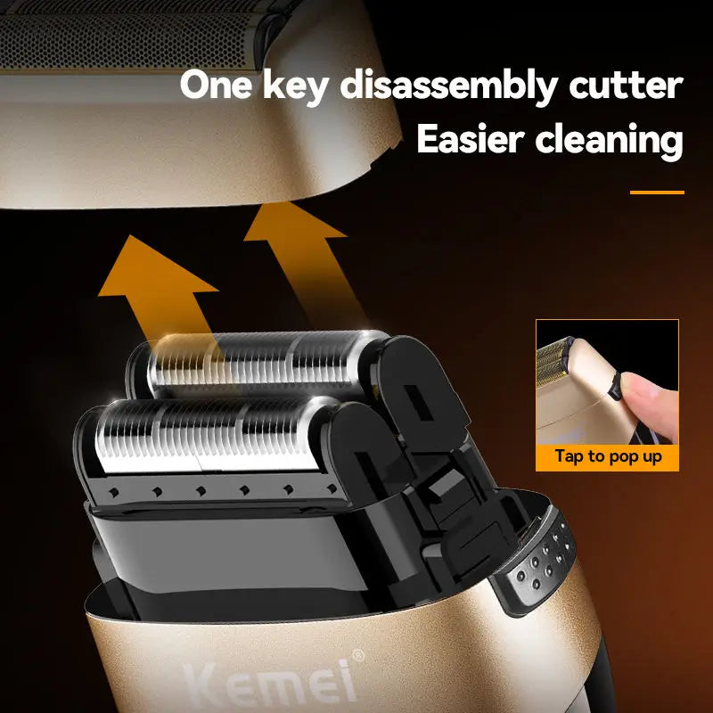 High Quality Electric Shaver Three-Blade Foil Trimmer Razor Gold