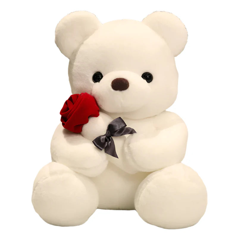 Kawaii Teddy Bear with Roses Plush Toy