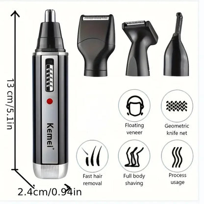 Rechargeable Nose & Ear Hair Trimmer Precision Grooming Black