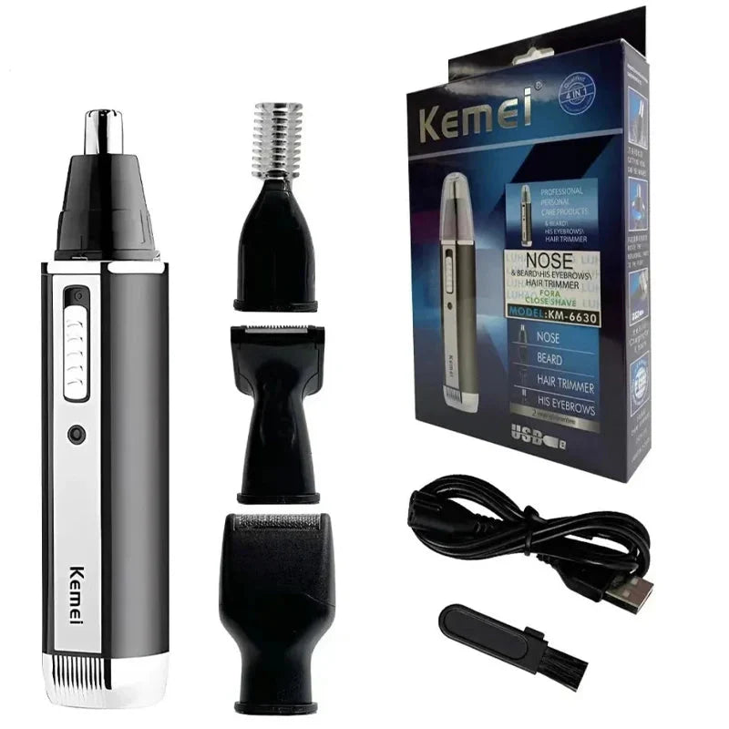 Rechargeable Nose & Ear Hair Trimmer Precision Grooming Black