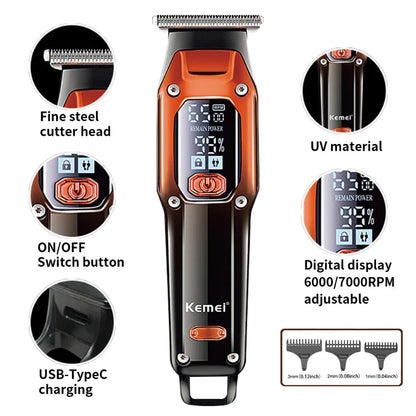 Professional Hair Clipper & Trimmer Rechargeable Barber Grade Orange