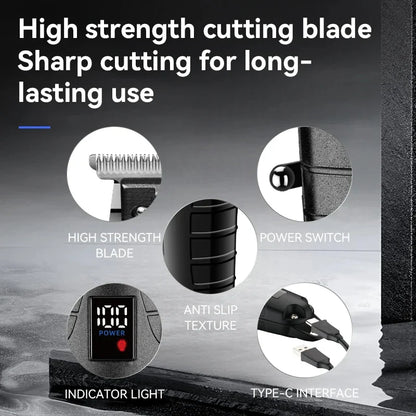 Salon Grade Electric Hair Clipper Powder Metallurgical Blade Black