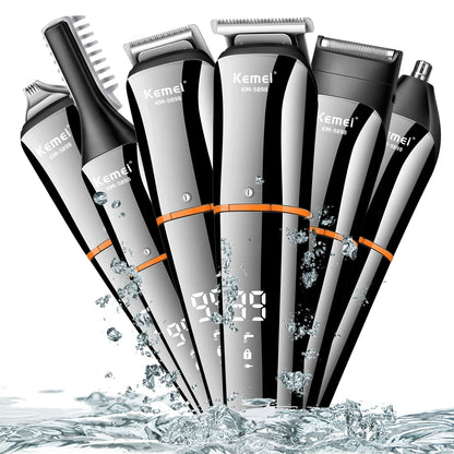Waterproof 11-in-1 Men's Grooming Kit Cordless Rechargeable Trimmer Black