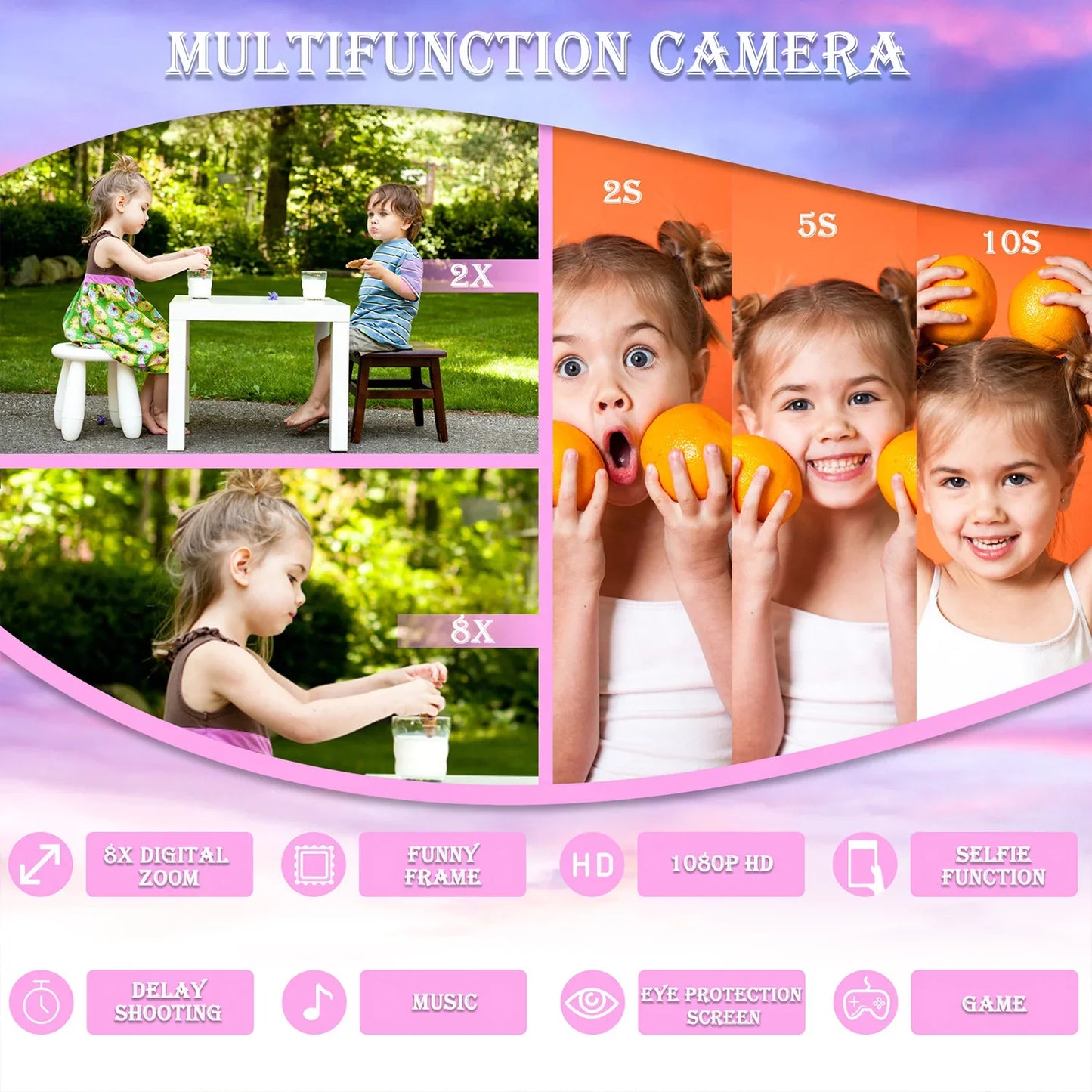 Kids Mini Camera Unicorn 1080P HD 2-Inch Screen