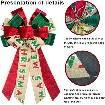 Large Christmas Bow for Wreath and Tree Topper