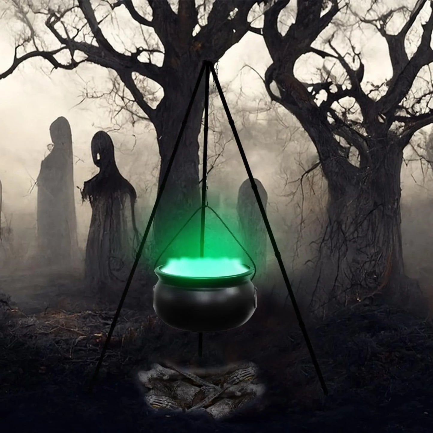 Large Witch Cauldron with LED Lights