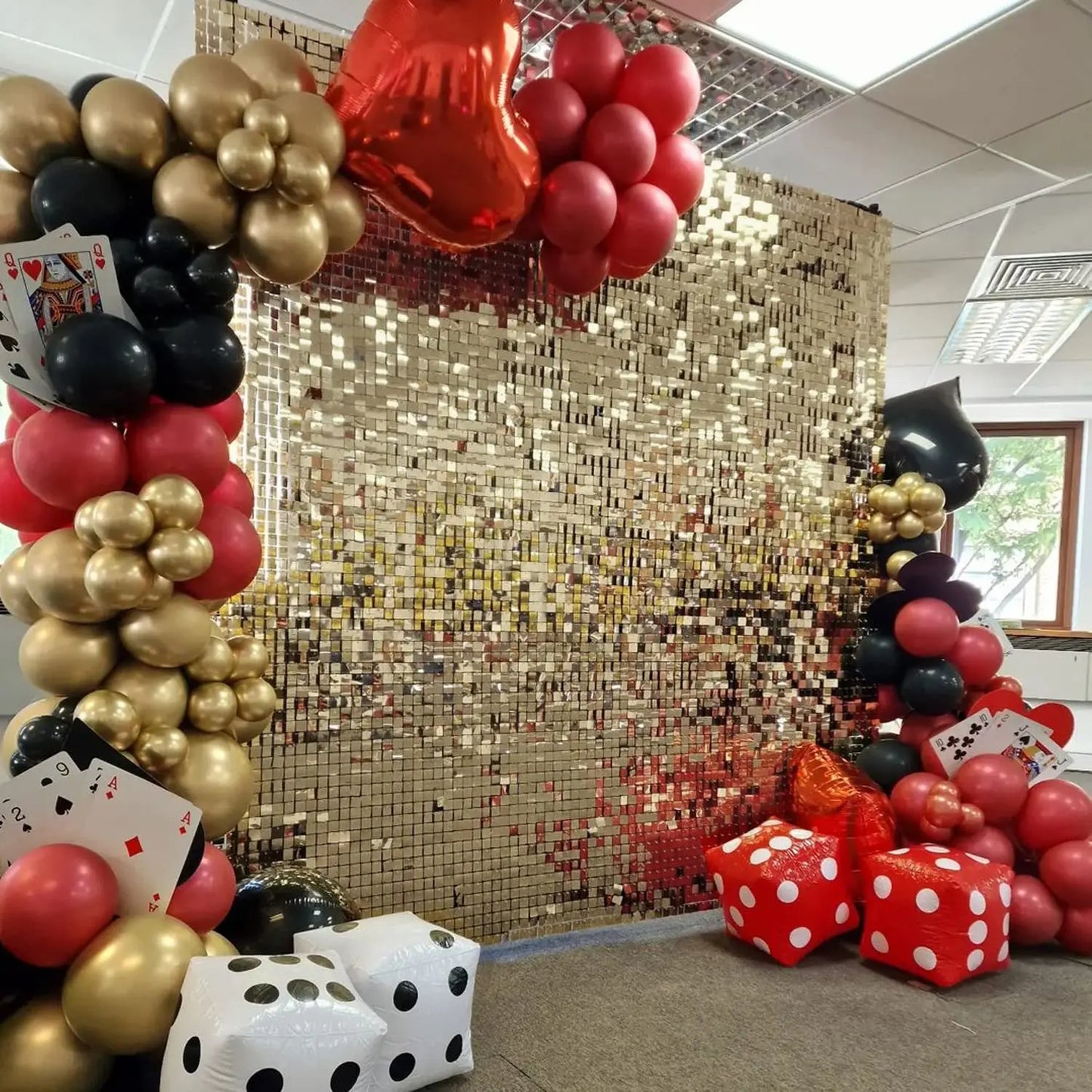 Light Gold Shimmer Wall Backdrop – 18 pcs Decorative Panels Glitter