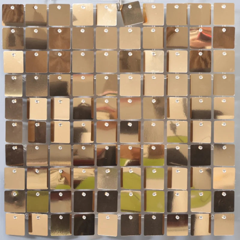 Light Gold Shimmer Wall Backdrop – 18 pcs Decorative Panels Glitter