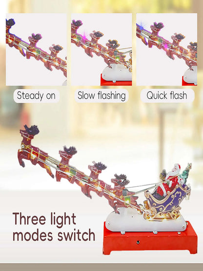 Light-Up Christmas Village House Decoration Set with Santa Sleigh