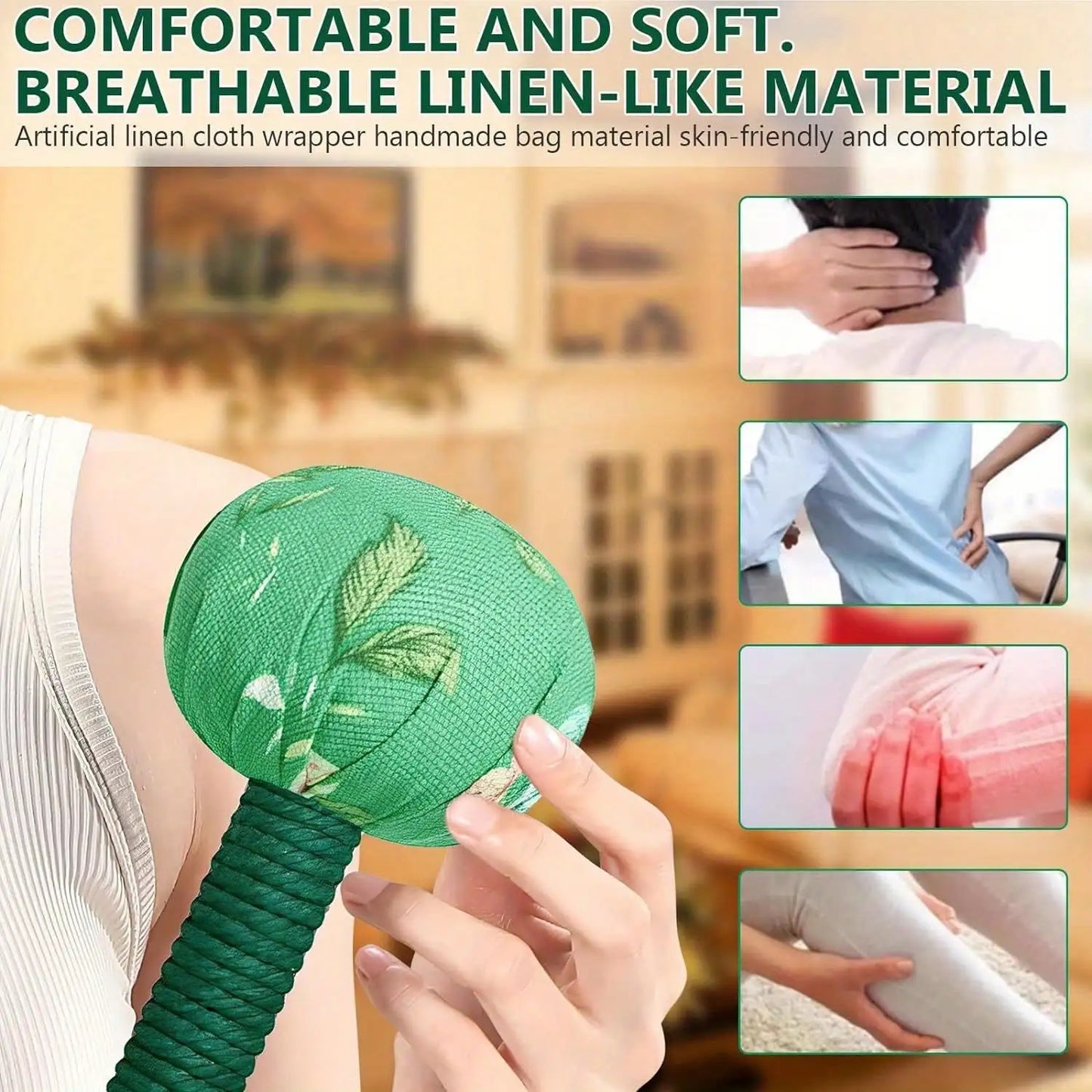 Long Handled Wormwood Massage Hammer Green