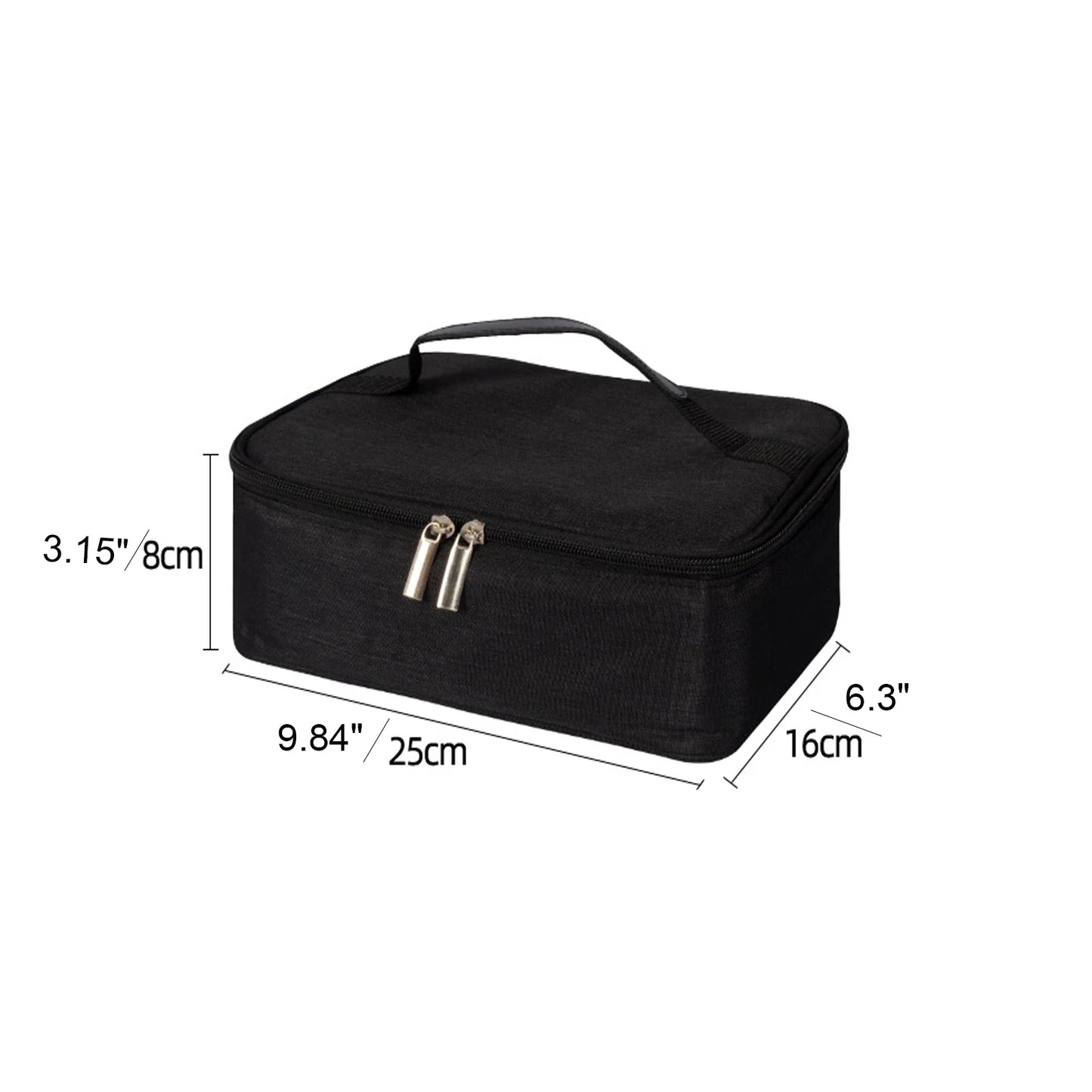 Small Insulated Lunch Box Bag for Work Picnic (Black)