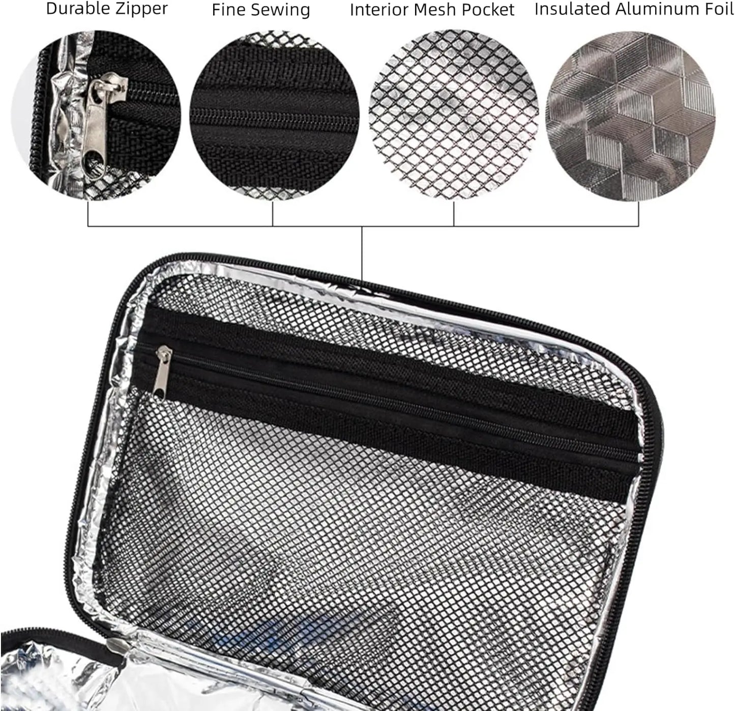 Small Insulated Lunch Box Bag for Work Picnic (Black)