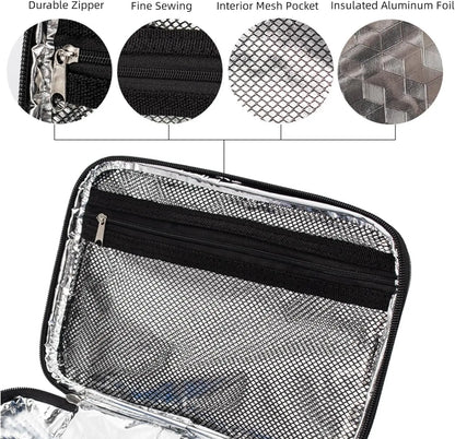 Small Insulated Lunch Box Bag for Work Picnic (Black)