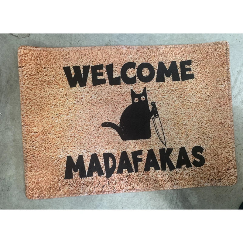 Dark Cat Welcome Doormat