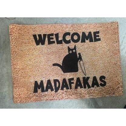 Dark Cat Welcome Doormat
