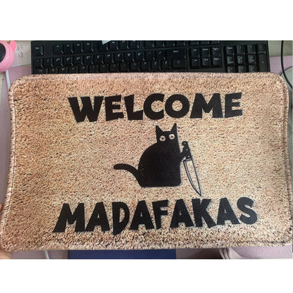 Dark Cat Welcome Doormat