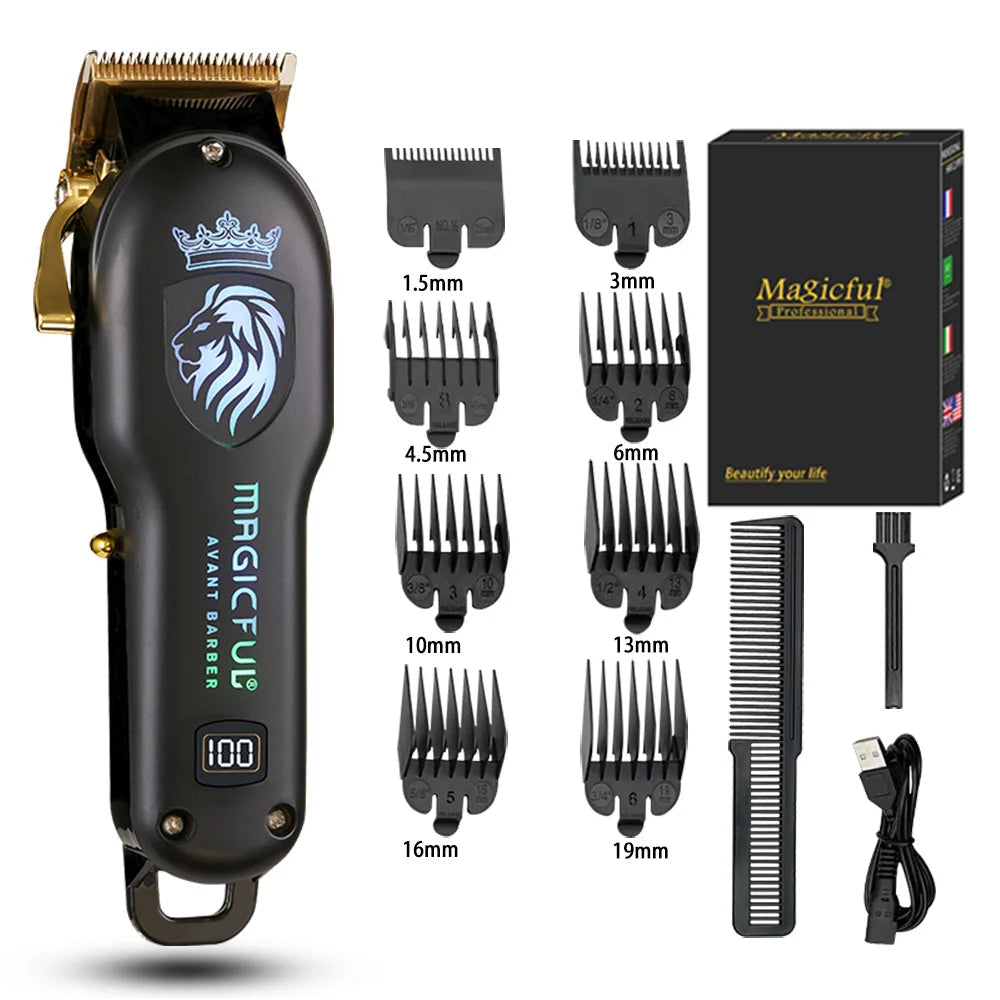 Rechargeable Hair Clipper High Performance Electric Trimmer for Men Black