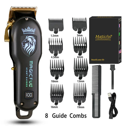 Rechargeable Hair Clipper High Performance Electric Trimmer for Men Black