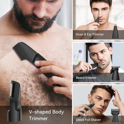 4 in 1 Body Hair Trimmer Kit for Men Waterproof Electric Shaver Black