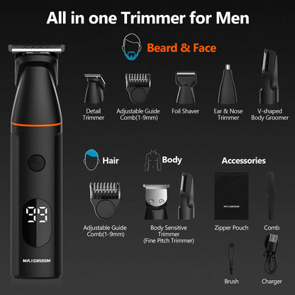 4 in 1 Body Hair Trimmer Kit for Men Waterproof Electric Shaver Black
