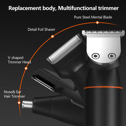 4 in 1 Body Hair Trimmer Kit for Men Waterproof Electric Shaver Black
