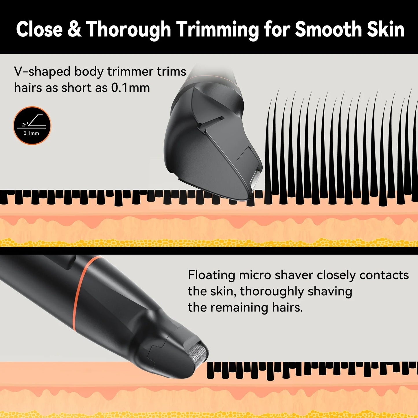 4 in 1 Body Hair Trimmer Kit for Men Waterproof Electric Shaver Black