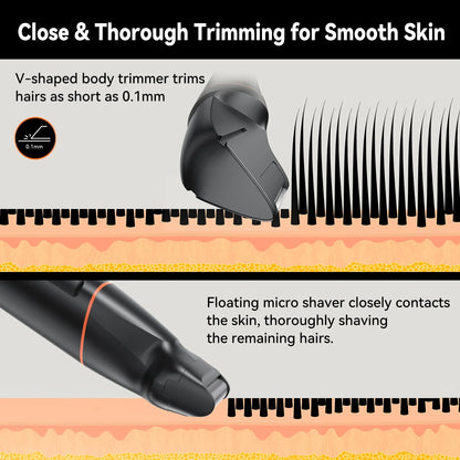 4 in 1 Body Hair Trimmer Kit for Men Waterproof Electric Shaver Black