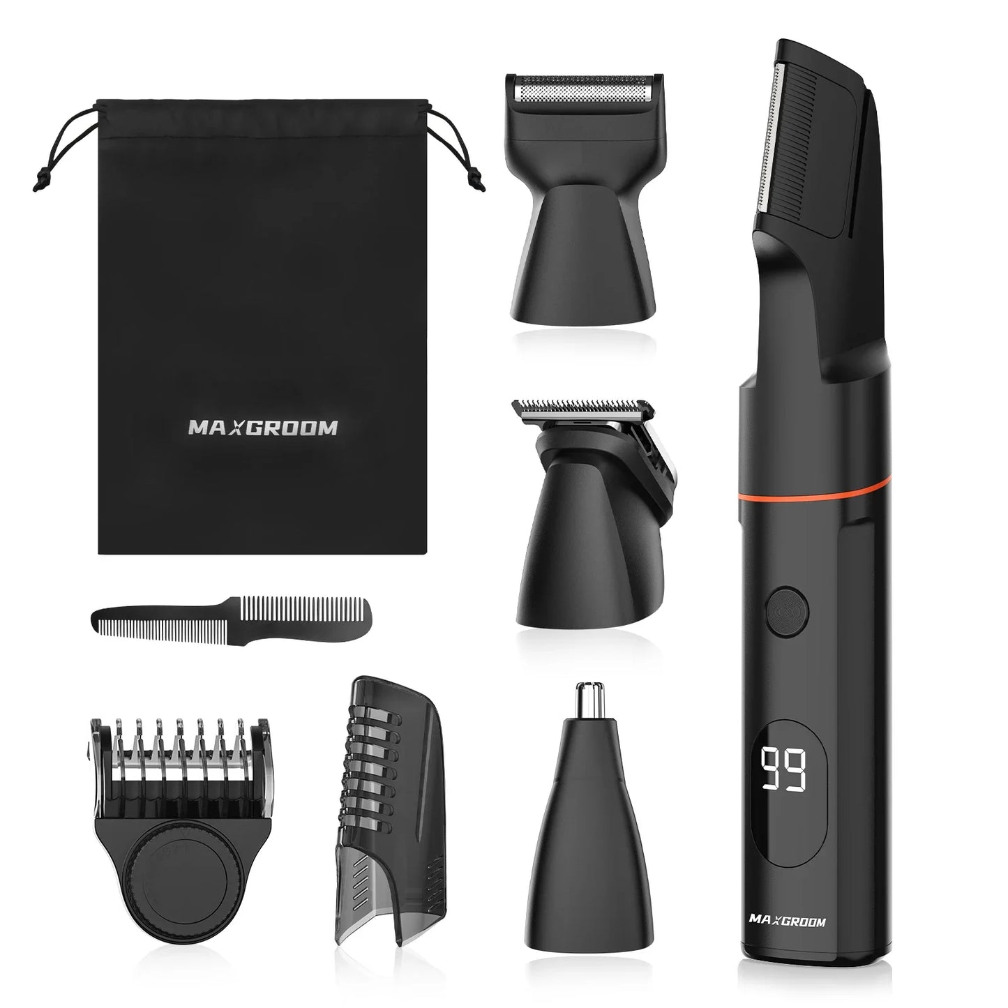4 in 1 Body Hair Trimmer Kit for Men Waterproof Electric Shaver Black