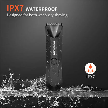 Waterproof Body Hair Trimmer SkinSafe Ceramic Blade Black