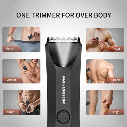 Waterproof Body Hair Trimmer SkinSafe Ceramic Blade Black
