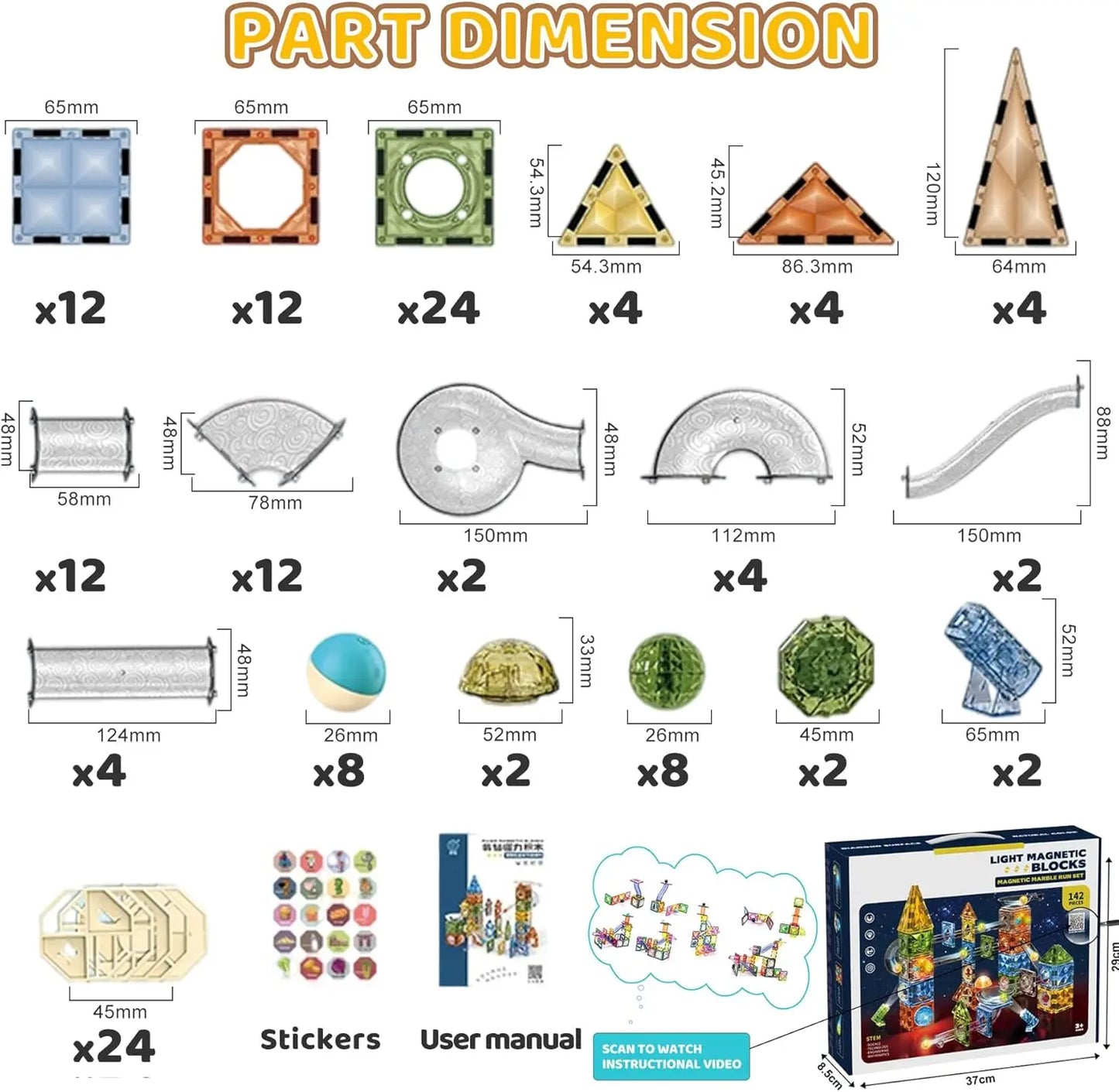 Magnetic Building Blocks with Marble