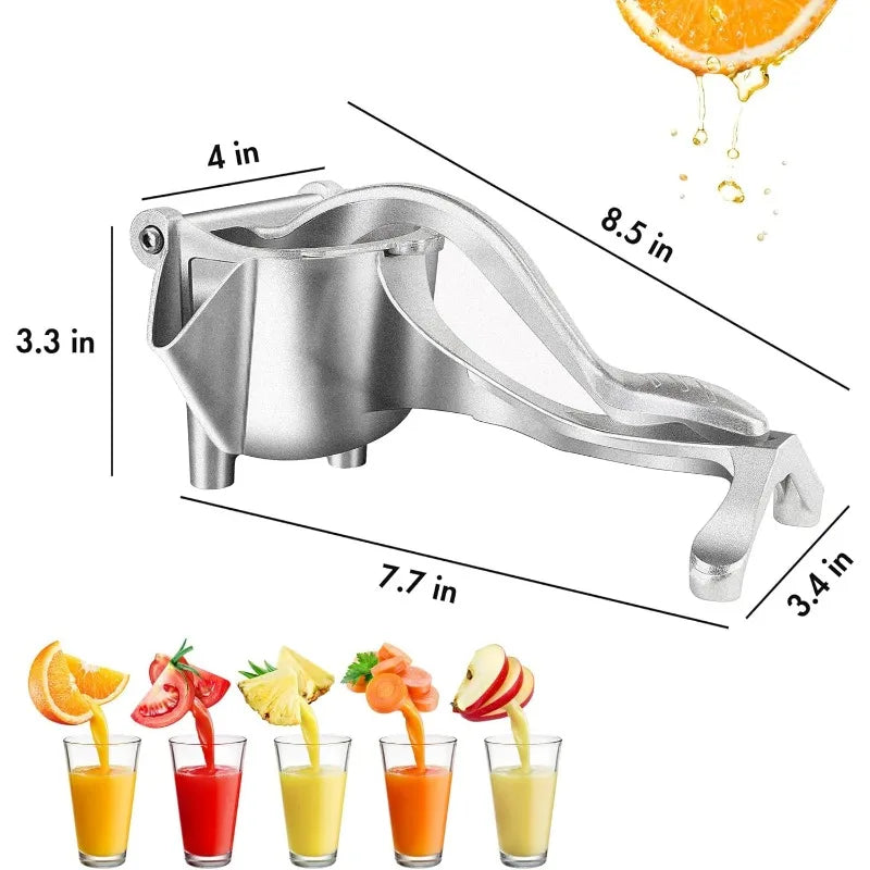 Heavy Duty Manual Citrus Juicer Premium Metal Alloy Fruit Squeezer Silver