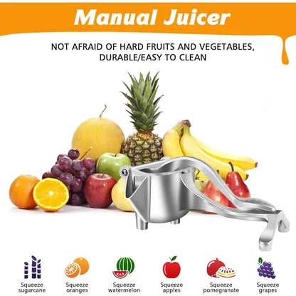 Heavy Duty Manual Citrus Juicer Premium Metal Alloy Fruit Squeezer Silver