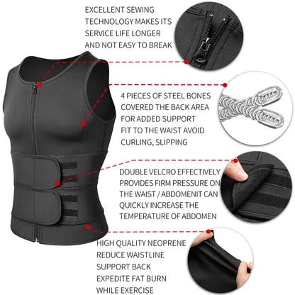Men Sauna Waist Trainer Fitness Vest Body Shaper