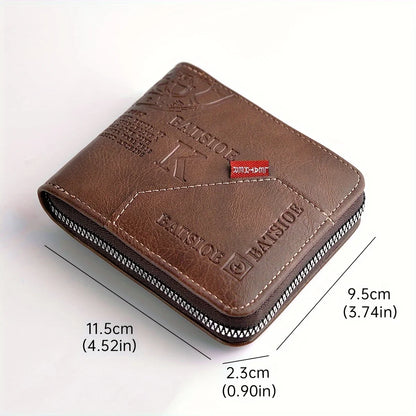 Men's PU Leather Zipper Wallet with Card Holder