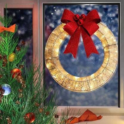 Metal Christmas Wreath with Clear LED Lights