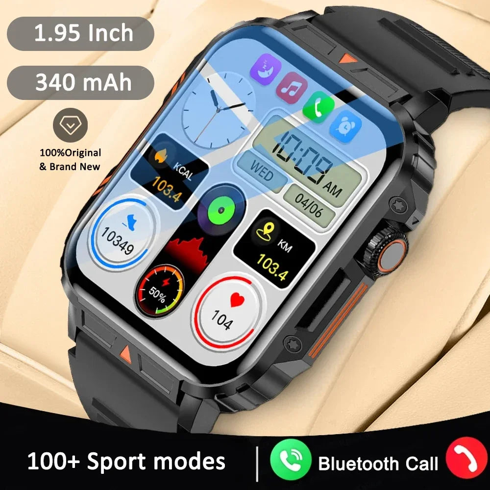 Military Smart Watch Fitness Health Monitor Bluetooth (Black)