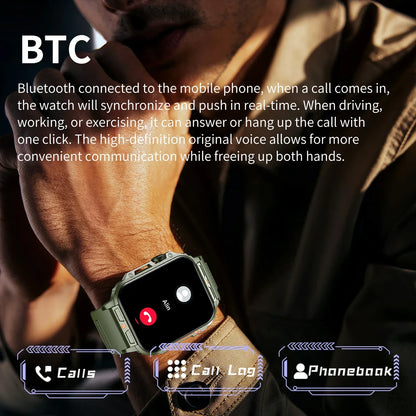 Military Smart Watch Fitness Health Monitor Bluetooth (Black)