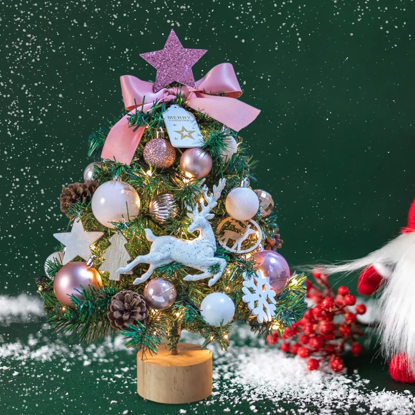 Mini Christmas Tree with Lights for Tabletop Decor
