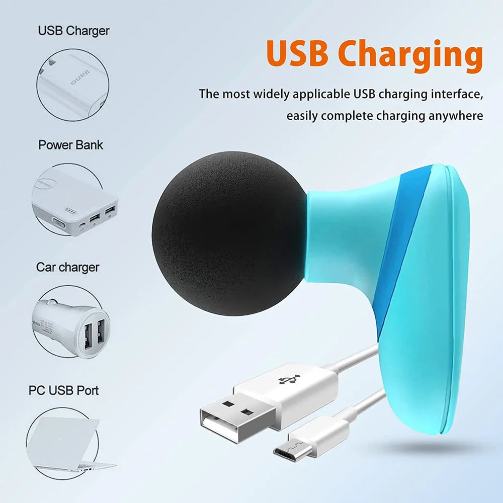 Mini Electric Handheld Massager 6-Speed Deep Tissue Therapy Blue